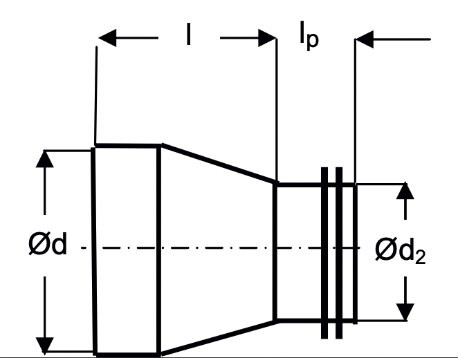 RGF-200160 - Spirobuis-hulpstuk verloop met afdichtingsrubber - Ø200 naar Ø160mm